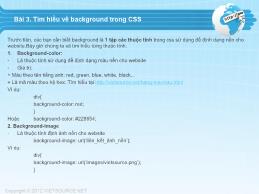Hướng dẫn học CSS - Bài 3: Tìm hiểu về BackGround trong CSS