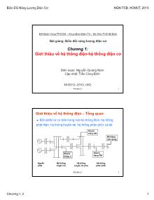 Bài giảng Biến đổi năng lượng điện cơ - Chương 1: Giới thiệu về hệ thống điện, hệ thống điện cơ - Nguyễn Quang Nam