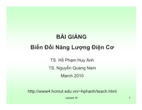 Bài giảng Biến đổi năng lượng - Lecture 10 - Hồ Phạm Duy Ánh
