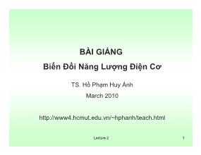 Bài giảng Biến đổi năng lượng - Lecture 2 - Hồ Phạm Duy Ánh
