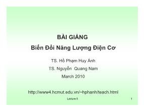 Bài giảng Biến đổi năng lượng - Lecture 5 (Tiếp theo) - Hồ Phạm Duy Ánh