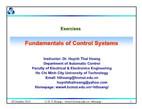 Bài giảng Fundamentals of Control Systems - Chapter 6: Design of continuous control systems - Huỳnh Thái Hoàng