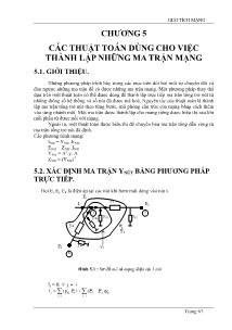Bài giảng Giải tích mạng - Chương 5: Các thuật toán dùng cho việc thành lập những ma trận mạng - Lê Kim Hùng