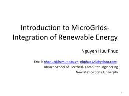 Bài giảng Green Energy Course Syllabus - Chapter 8: Tutorial on MicroGrids - Nguyễn Hữu Phúc