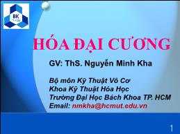 Bài giảng Hóa đại cương - Chương I: Cấu tạo nguyên tử - Nguyễn Minh Kha
