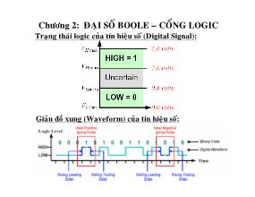 Bài giảng Kỹ thuật số - Chương 2: Đại số Boole, cổng Logic