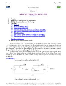 Bài giảng Mạch điện tử - Chương V: Đáp ứng tần số của BJT và FET