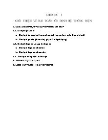 Bài giảng Ổn định hệ thống điện - Chương I: Giới thiệu về bài toán ổn định hệ thống điện