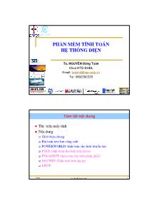 Bài giảng Phần mềm tính toán hệ thống điện - Nguyễn Ðăng Toản