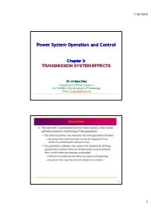Bài giảng Power system operation and control - Chapter 3: Transmission system effects - Võ Ngọc Điều