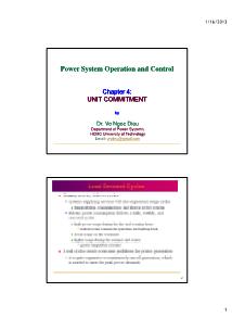 Bài giảng Power system operation and control - Chapter 4: Unit commitment - Võ Ngọc Điều