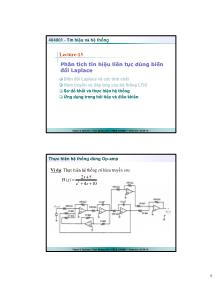 Bài giảng Tín hiệu và hệ thống - Lecture 13: Phân tích tín hiệu liên tục dùng biến đổi Laplace - Trần Quang Việt