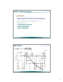 Bài giảng Tín hiệu và hệ thống - Lecture 16: Đáp ứng tần số và bộ lọc tương tự - Trần Quang Việt