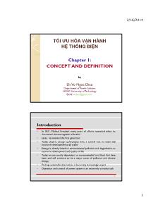 Bài giảng Tối ưu hóa vận hành hệ thống điện - Chapter 1: Concept and definition - Võ Ngọc Điều