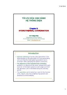 Bài giảng Tối ưu hóa vận hành hệ thống điện - Chapter 6: Hydrothermal Coordination - Võ Ngọc Điều