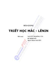 Bài giảng Triết học Mác-Lênin - Nguyễn Thị Hồng Vân