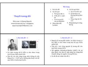 Bài giảng Vật lý 2 - Chương 4: Thuyết tương đối - Lê Quang Nguyên