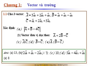 Bài tập Trường điện từ - Chương 1: Vector và trường