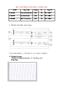 Báo cáo thí nghiệm Máy điện - Bài 3: Mô phỏng máy biến áp một pha - Nguyễn Khánh Hòa