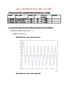 Báo cáo thí nghiệm Máy điện - Bài 5: Mô phỏng máy biến áp 3 pha - Nguyễn Khánh Hòa
