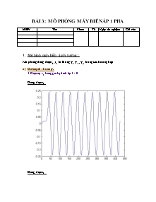 Báo cáo thí nghiệm môn Máy điện - Bài 3: Mô phỏng máy biến áp 1 pha