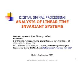 Digital Signal Processing - Analysis of linear time invariant systems