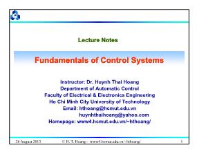 Fundamentals of Control Systems - Chapter 1: Introduction