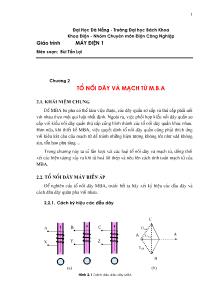 Giáo trình Máy điện 1 - Chương 2: Tổ nối dây và mạch từ M.B.A