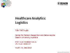 Healthcare Analytics: Logistics