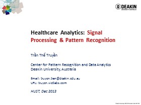 Healthcare Analytics: Signal Processing & Pattern Recognition