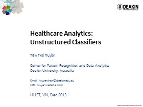 Healthcare Analytics: Unstructured Classifiers