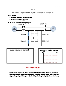 Hướng dẫn Thí nghiệm Hệ thống điện - Bài 4: Khảo sát mạch khởi động của động cơ điện DC
