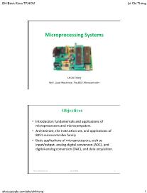 Microprocessing Systems - Chapter 1: Introduction to Microcontrollers - Lê Chí Thông