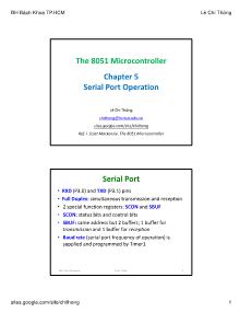 Microprocessing Systems - Chapter 5: Serial Port Operation - Lê Chí Thông