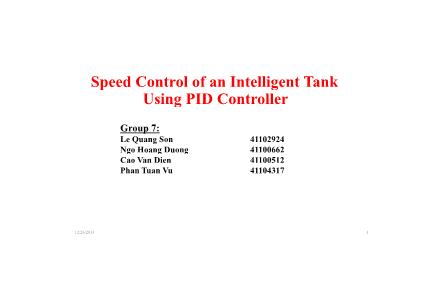 Peed Control of an Intelligent Tank Using PID Controller