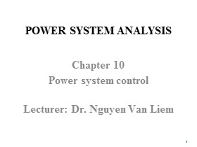 Power System Analysis - Chapter 10: Power system control