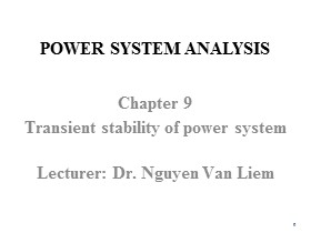 Power System Analysis - Chapter 9: Transient stability of power system