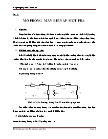 Tài liệu hướng dẫn Thí nghiệm Máy điện - Bài 3: Mô phỏng máy biến áp một pha