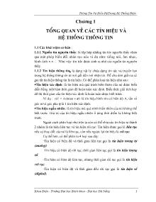 Thông tin và điều độ trong hệ thống điện - Chương 1: Tổng quan về các tín hiệu và hệ thống thông tin