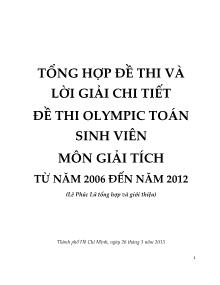Tổng hợp đề thi và lời giải chi tiết đề thi Olympic Toán sinh viên môn Giải tích từ năm 2006 đến năm 2012