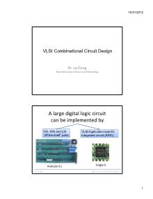 VLSI Combinational Circuit Design - Dr. Le Dung