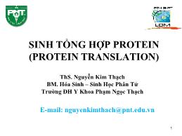 Bài giảng Hóa sinh - Chương 5: Sinh tổng hợp Protein (Protein Transcription) - Nguyễn Kim Thạch (Phần 1)