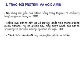 Bài giảng Hóa sinh động vật - Bài: Trao đổi protein và acid amin
