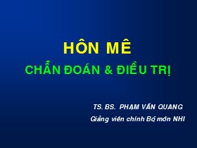 Bài giảng Hôn mê chẩn đoán & điều trị - Phạm Văn Quang