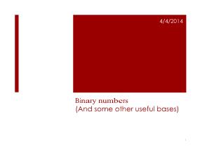 Bài giảng Kiến trúc máy tính - Chương 3: Binary numbers (And some other useful bases)