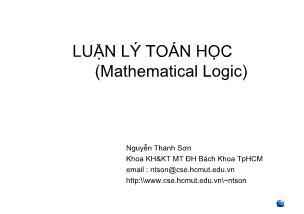 Bài giảng Luận lý toán học - Chương mở đầu - Nguyễn Thanh Sơn