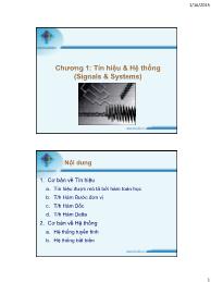 Bài giảng Lý thuyết tín hiệu và hệ thống - Chương 1: Tín hiệu & Hệ thống (Signals & Systems) - Nguyễn Tăng Khả Duy