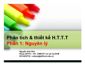 Bài giảng Phân tích và thiết kế hệ thống thông tin - Phần 1: Nguyên lý - Nguyễn Anh Hào