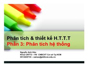 Bài giảng Phân tích và thiết kế hệ thống thông tin - Phần 3: Phân tích hệ thống - Nguyễn Anh Hào