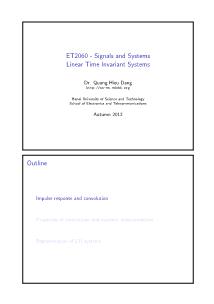 Bài giảng Signals and Systems - Chapter: Linear time invariant systems - Đặng Quang Hiếu